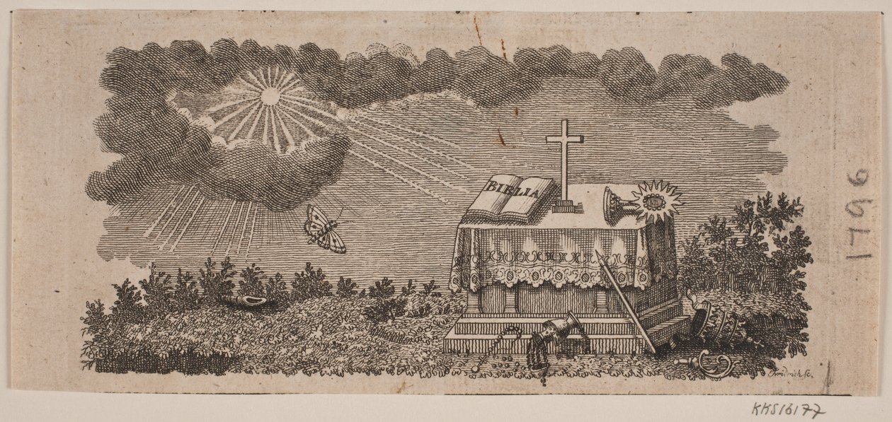 Vignet Gebhardi og Christiani "Kongerigerne Danmarks og Norges samt Hertugdømmerne Slesvigs og Holsteens Historie indtil vore tider" af Johann Gottlieb Friedrich