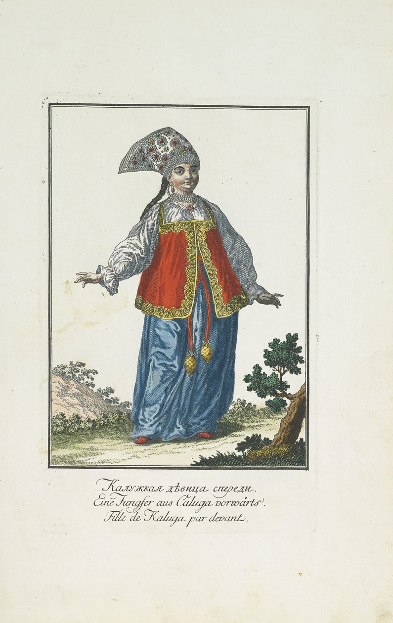 En jomfru fra Kaluga i festkjole af Johann Gottlieb Georgi