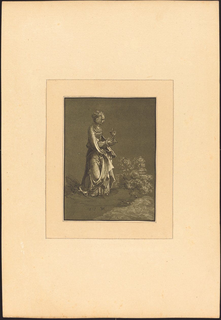 Sankt Barbara af Johann Gottlieb Prestel after Albrecht Altdorfer