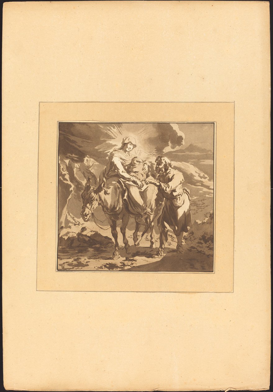 Flugten til Egypten af Johann Gottlieb Prestel after Nicolaes Pietersz Berchem