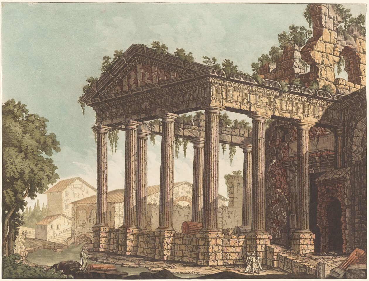 Herkules-templet i Cori af Johann Gottlieb Prestel, probably after Alessandro Moretti