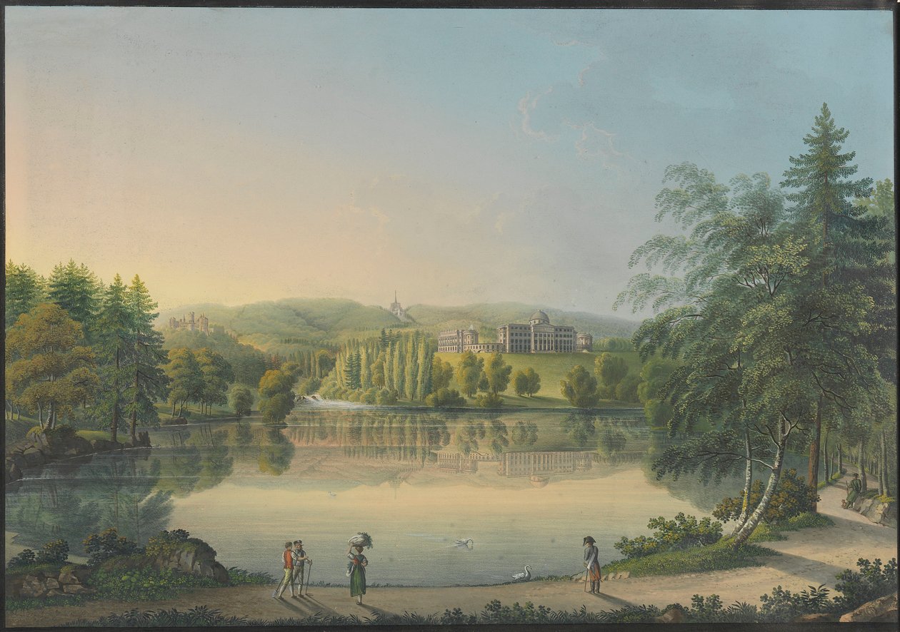 Wilhelmshöhe Slot nær Kassel, omkring 1820. af Johann Heinrich Bleuler