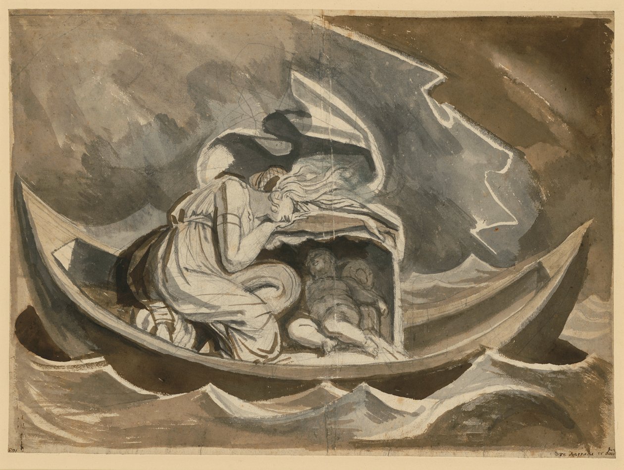 Danae i båden med den lille Perseus af Johann Heinrich Füssli