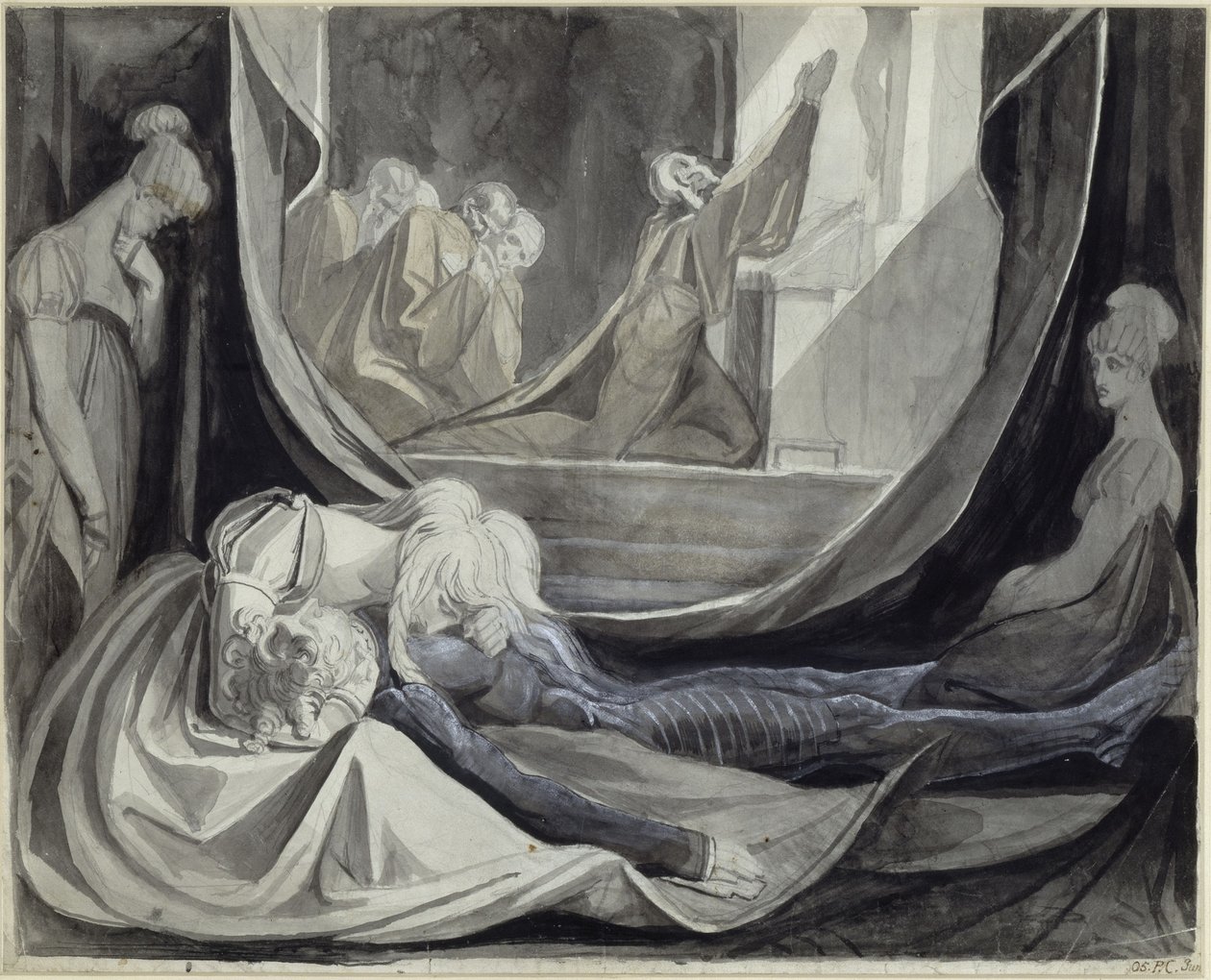 Kriemhild holder ligvagt over Siegfried af Johann Heinrich Füssli