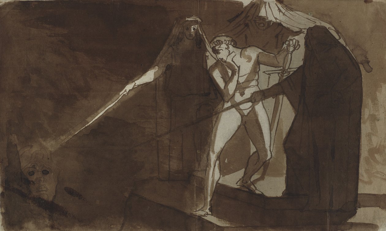 Macbeth og de tre hekse. Illustration til Shakespeares Macbeth, IV,1 af Johann Heinrich Füssli