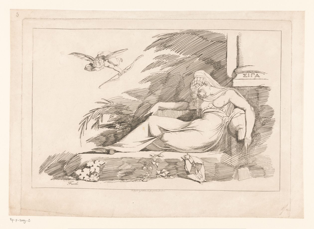 Sovende kvinde med Amor af Johann Heinrich Füssli