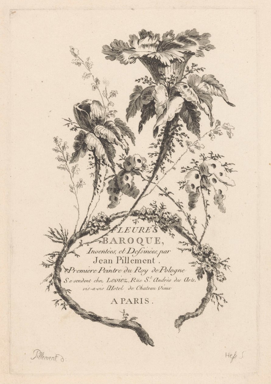 Trompetformede blomster Fleures Baroque (serietitel på objekt) af Johann Heinrich  Hess
