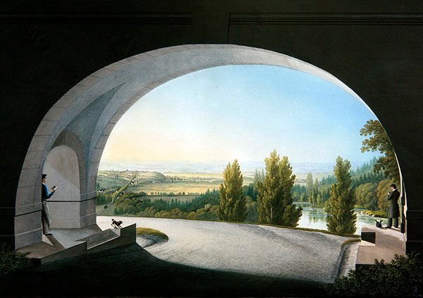 Wilhelmshöhe, Kassel, Tyskland (gouache på papir) af Johann Heinrich II Bleuler