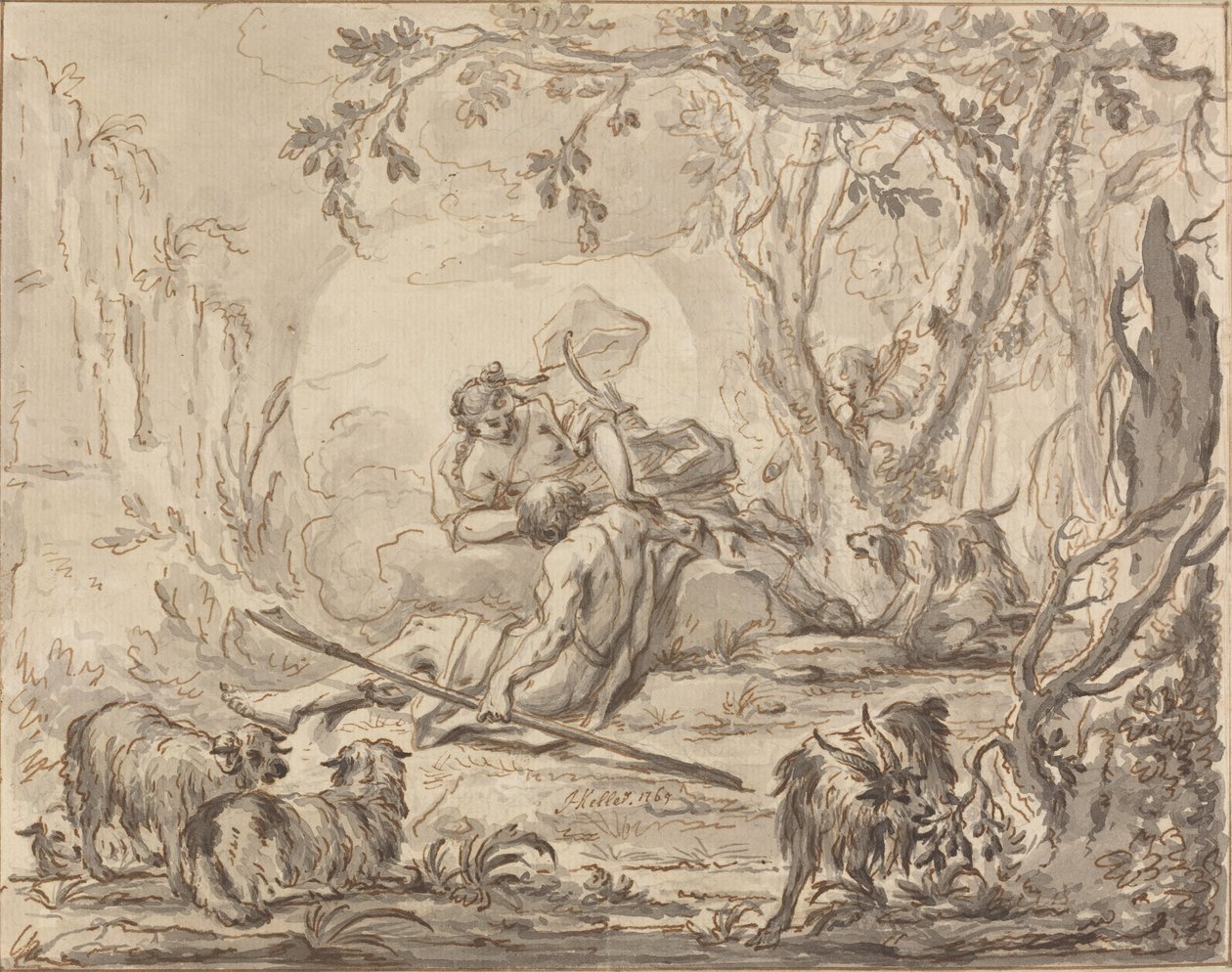 Diana og Endymion af Johann Heinrich Keller