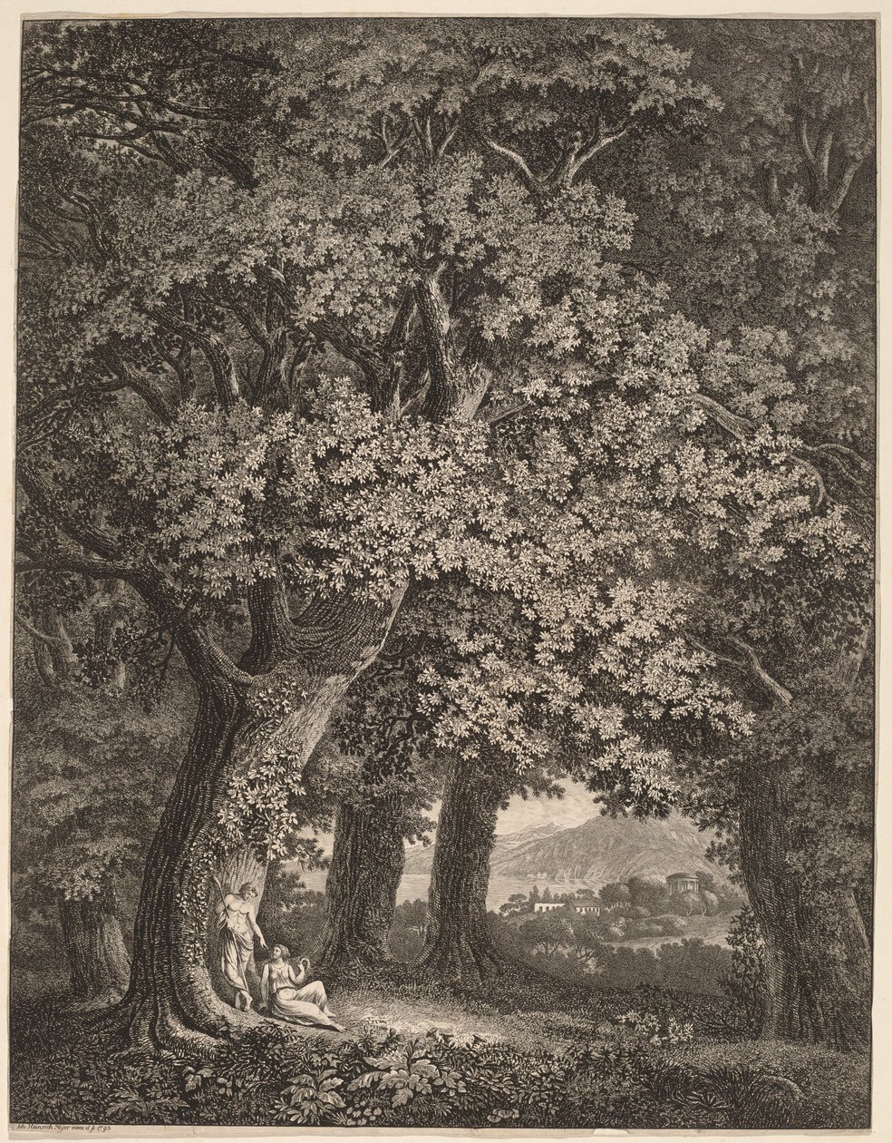 Italiensk Landskab med et Par Hyrder af Johann Heinrich Meyer