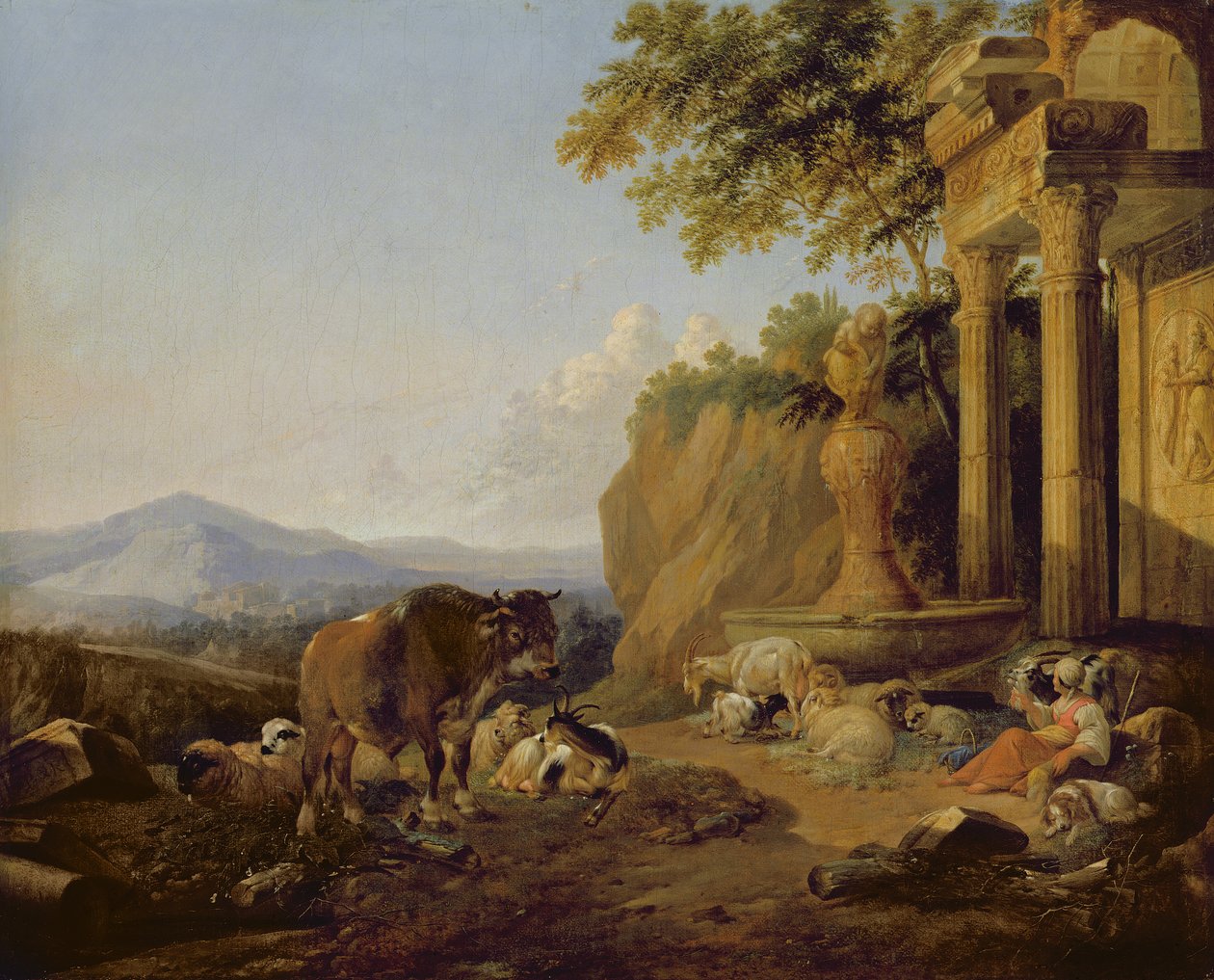 Landskab med ruin, 1670 af Johann Heinrich Roos