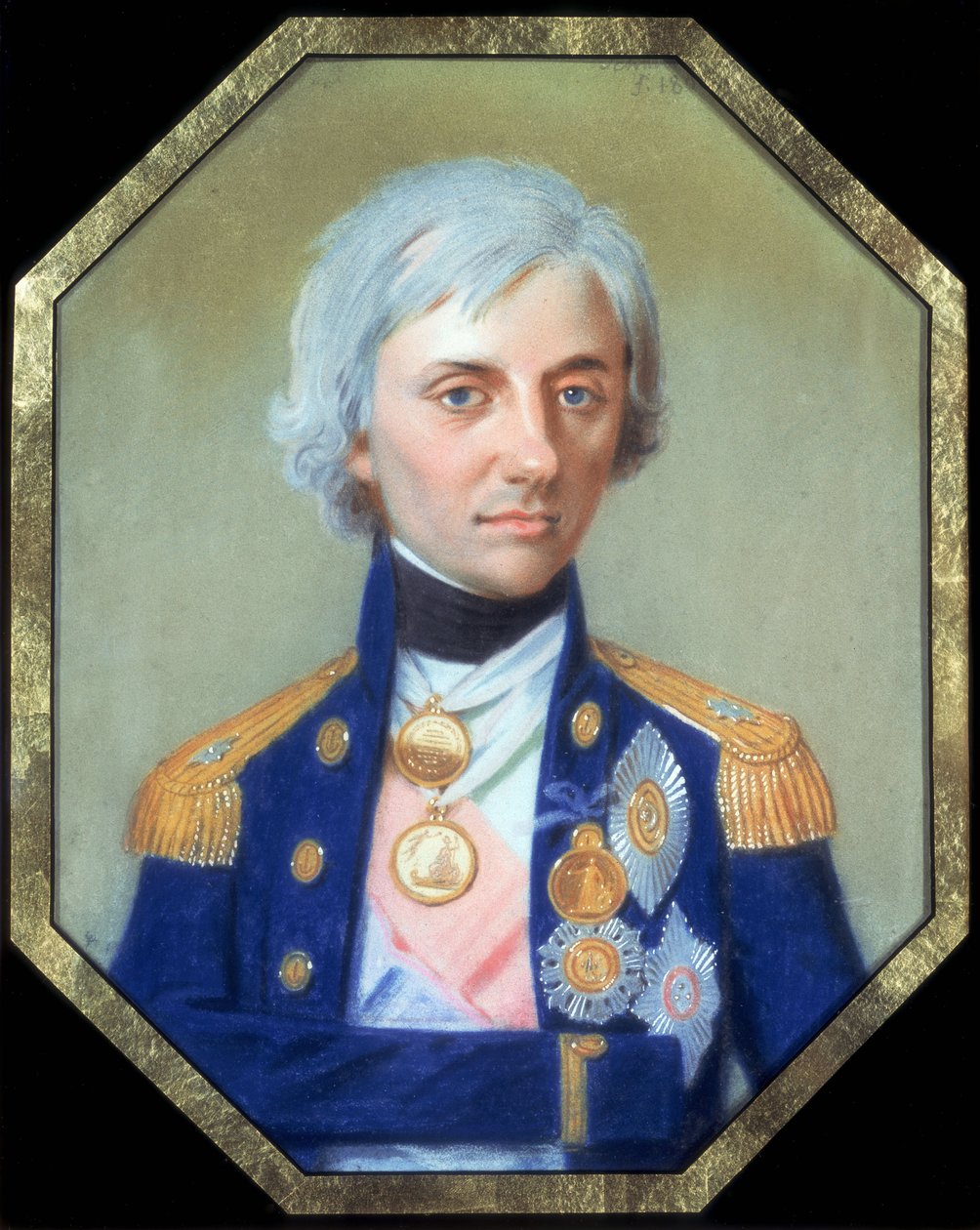 Portræt af viceadmiral Sir Horatio Nelson (1758-1805) af Johann Heinrich Schmidt (1749-1829). Pasteltegning af Johann Heinrich Schmidt