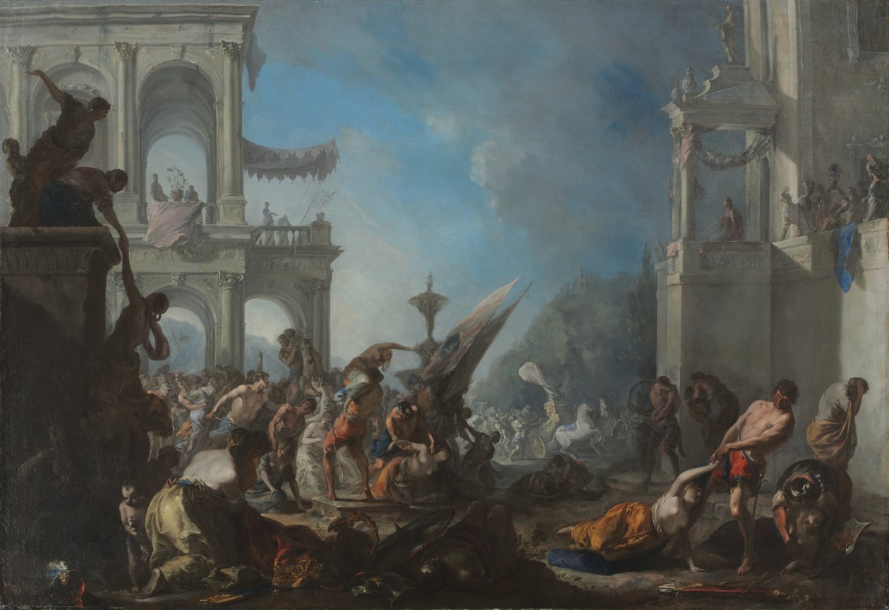 Bortførelse af de sabinske kvinder, ca. 1640. af Johann Heinrich Schönfeld