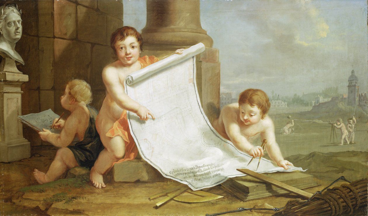 Allegori, der repræsenterer nivelleringen af de gamle fæstningsværker, ca. 1768 af Johann Heinrich Tischbein