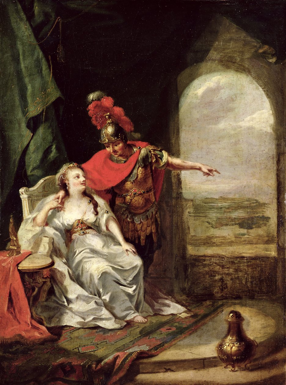 Anthony fortæller Cleopatra om sin sejr over Octavians kavaleri, ca. 1769 (detaljer) af Johann Heinrich Tischbein