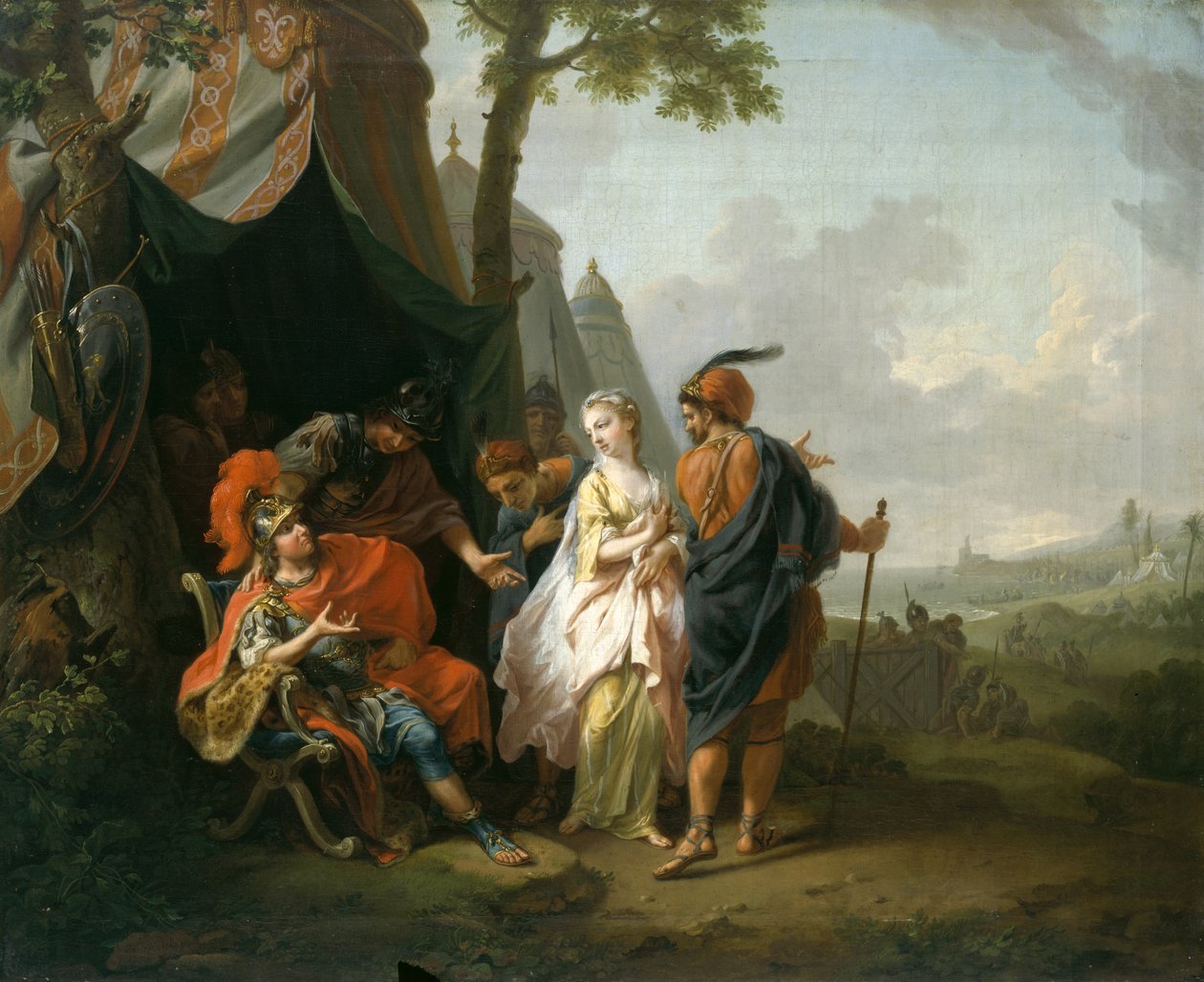 Bortførelsen af Briseis fra Achilleus telt af Johann Heinrich Tischbein