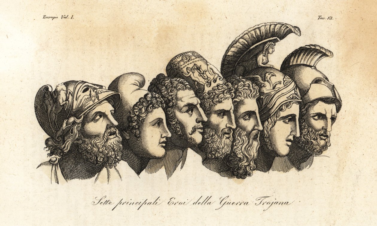 Buster af syv vigtigste helte fra den trojanske krig af Johann Heinrich Wilhelm (after) Tischbein