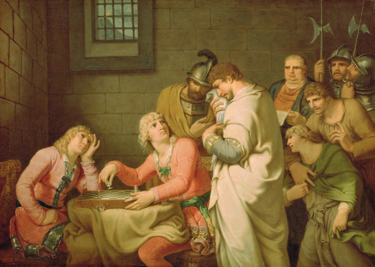 Conradin af Schwaben og Friedrich af Baden afventer dom, 1785 af Johann Heinrich Wilhelm Tischbein