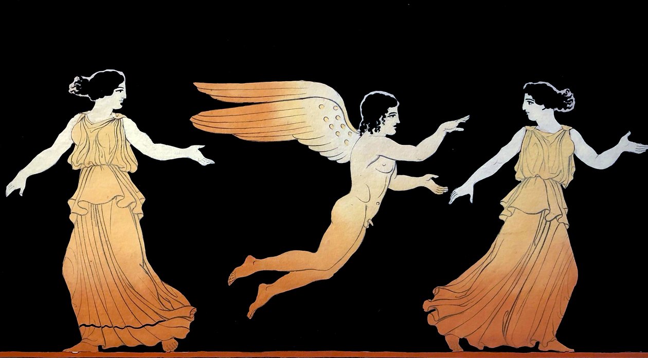 Eros forfølger to kvinder ca. 1796 (Kobberpladegravering) af Johann Heinrich Wilhelm Tischbein