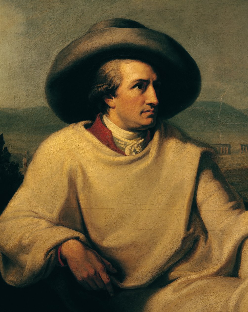 Johann Wolfgang von Goethe (1749-1832) i Campagna, ca. 1790 (detaljer) af Johann Heinrich Wilhelm Tischbein