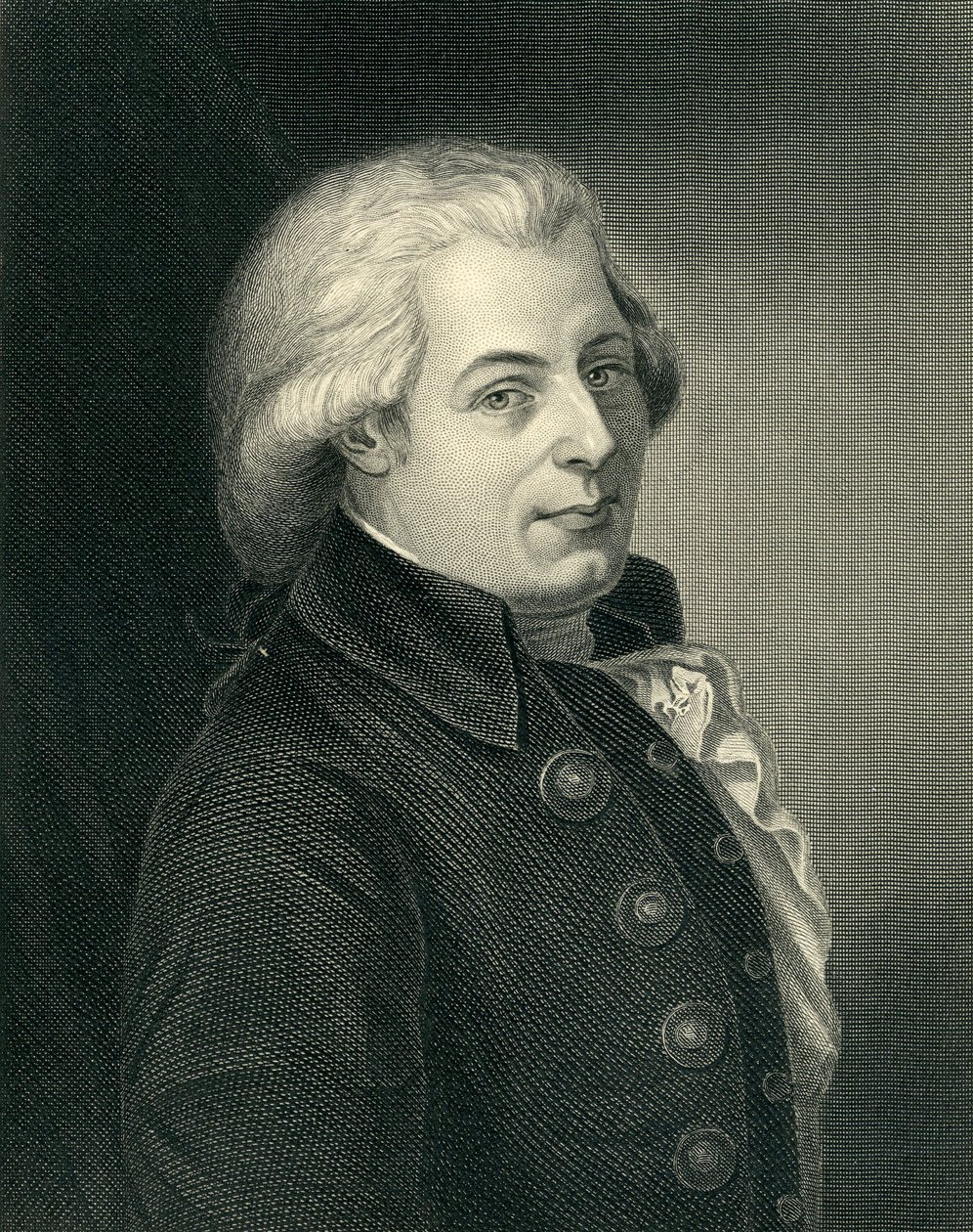 Portræt af Wolfgang Amadeus Mozart (1756-91) østrigsk komponist, indgraveret af Lazarus Gottlieb Sichling (1812-63) af Johann Heinrich Wilhelm Tischbein