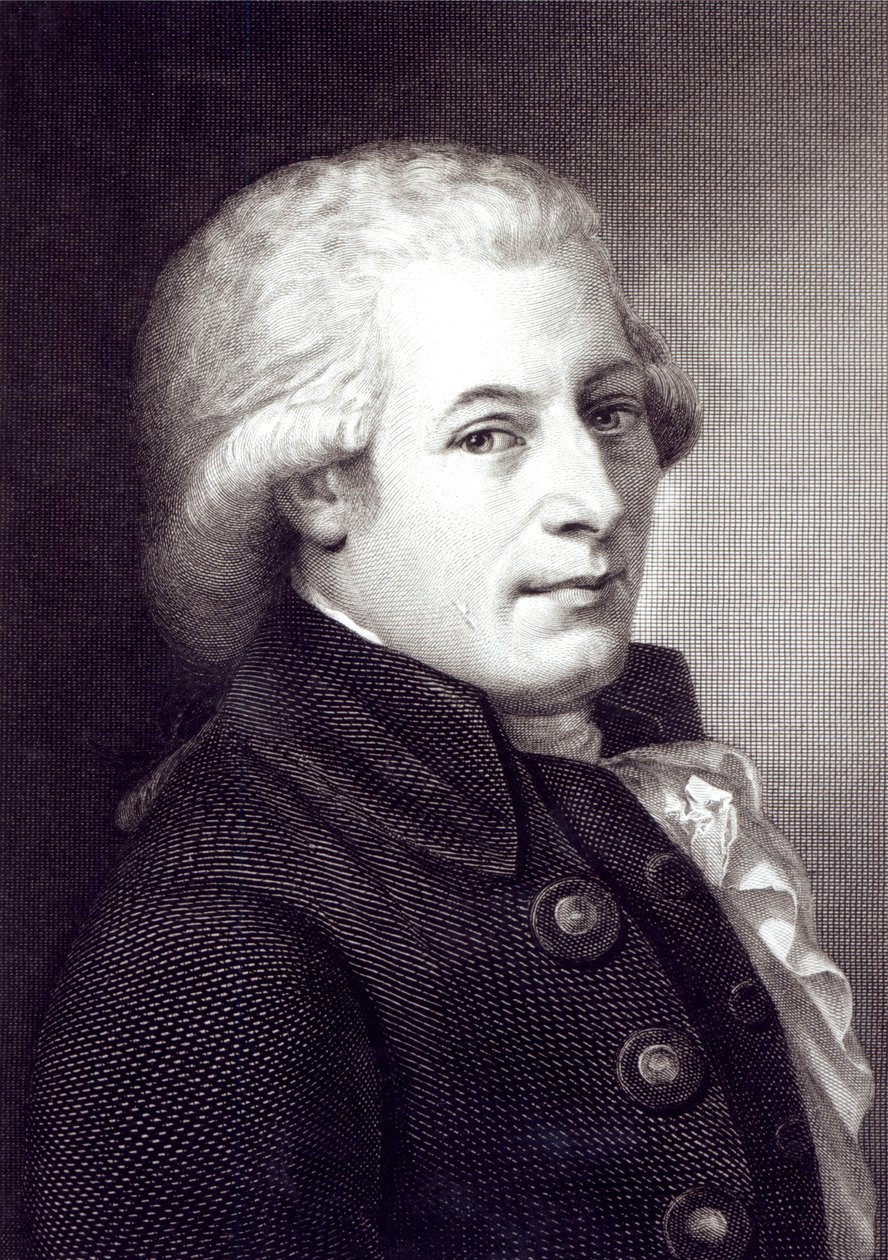 Portræt af Wolfgang Amadeus Mozart (1756-91) østrigsk komponist, indgraveret af Lazarus Gottlieb Sichling (1812-63) af Johann Heinrich Wilhelm Tischbein