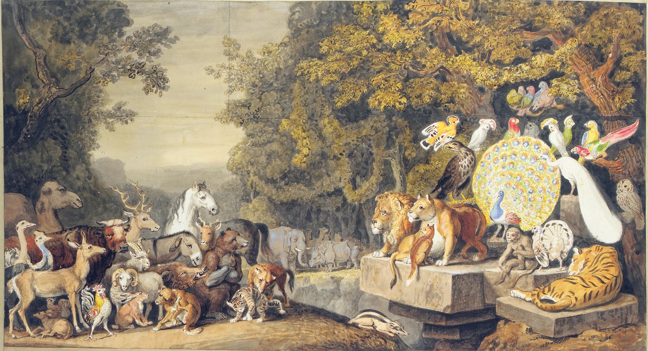 Dyrenes Hof, illustration af Canto IV af Goethes "Reineke Fuchs" af Johann Heinrich Wilhelm Tischbein