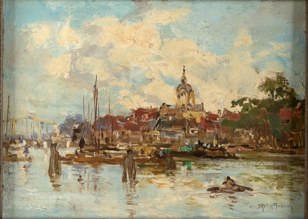 Amsterdam (olie på panel) af Johann Hendrik Mastenbroek