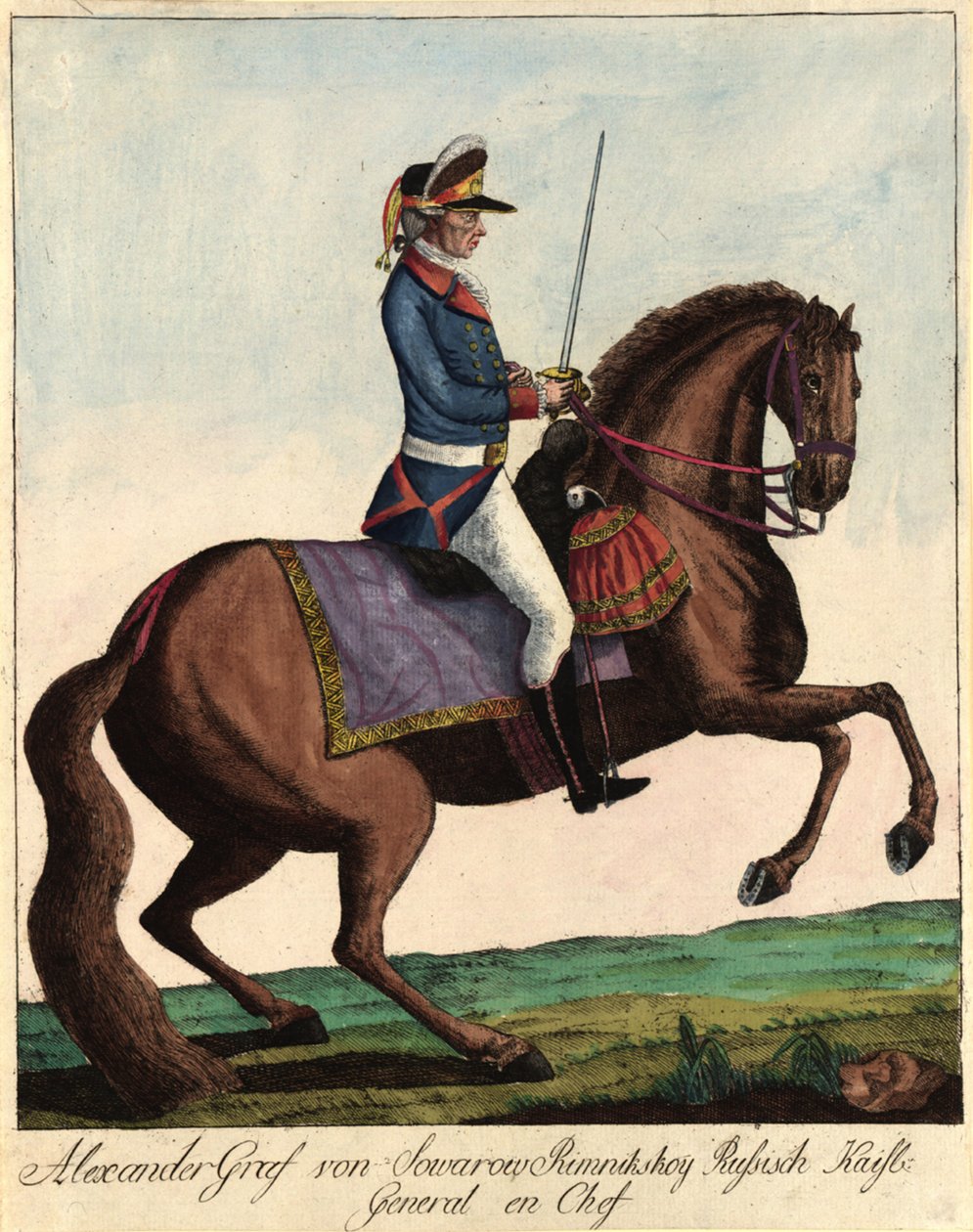 Field Marshal Generalissimo Prince Alexander Suvorov 1729-1800, c. 1790. af Johann Hieronymus Loeschenkohl