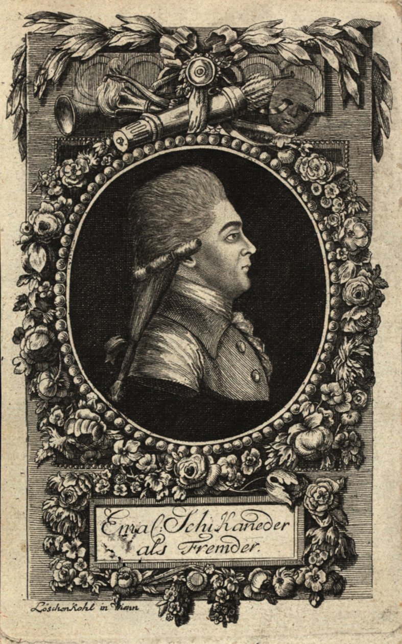 Portræt af Emanuel Schikaneder 1751-1812, 1788. af Johann Hieronymus Loeschenkohl