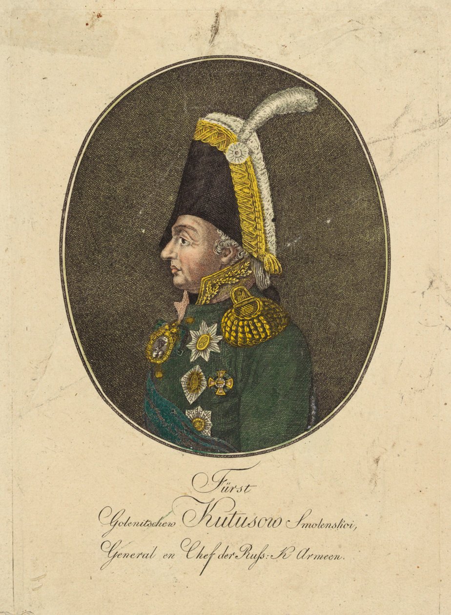 Portræt af feltmarskal prins Mikhail Kutuzov 1745-1813, ca. 1790. af Johann Hieronymus Loeschenkohl