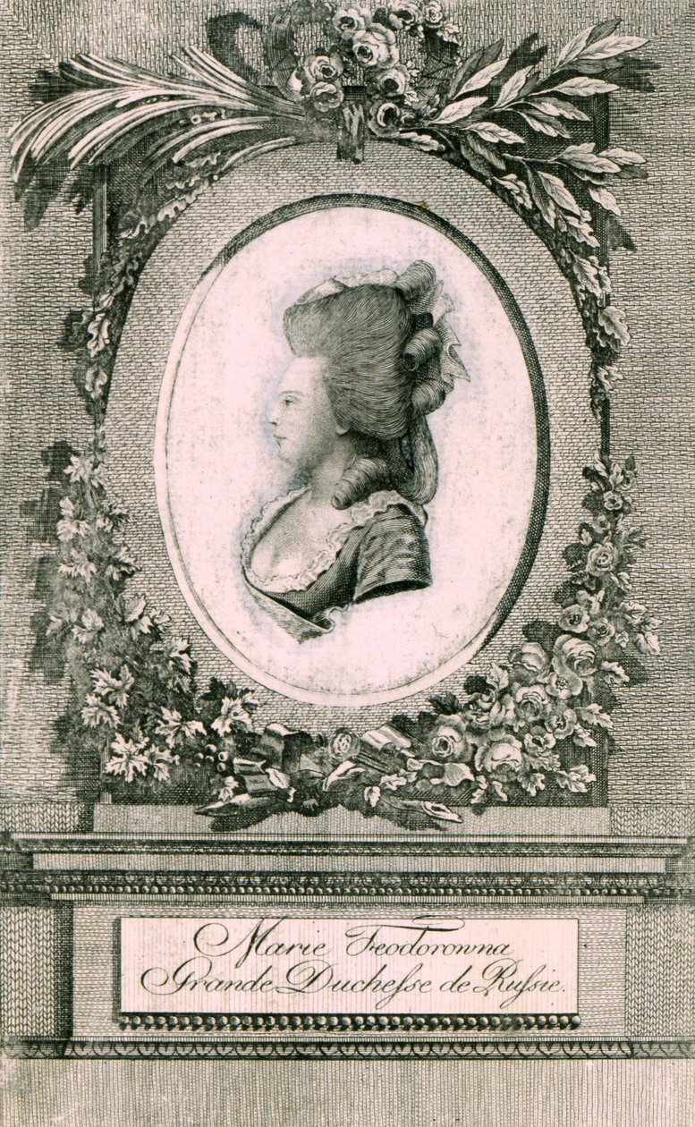 Portræt af storhertuginde Maria Feodorovna Sophie Dorothea af Württemberg 1759-1828, 1781 af Johann Hieronymus Loeschenkohl
