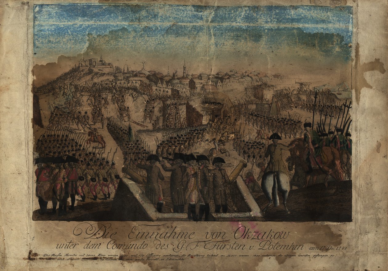 Prins Grigorij Potemkins tilfangetagelse af Ochakov den 17. december 1788, 1788. af Johann Hieronymus Loeschenkohl