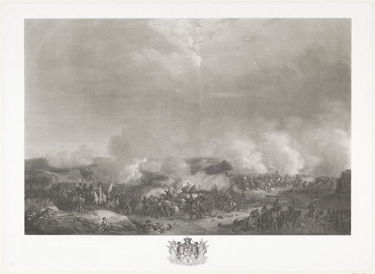 Prins af Orange i slaget ved Quatre-Bras, 1815 Tolv plader med ankomsten og indvielsen af ​​William I i Bruxelles og kampene ved Quatre-Bras og Waterloo i 1815 (serietitel) af Johann Hürlimann
