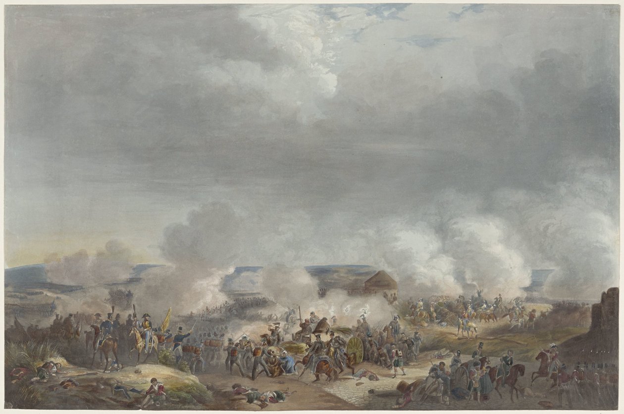 Prins af Orange i slaget ved Quatre-Bras, 1815 Tolv plader med ankomsten og indvielsen af ​​William I i Bruxelles og kampene ved Quatre-Bras og Waterloo i 1815 (serietitel) af Johann Hürlimann