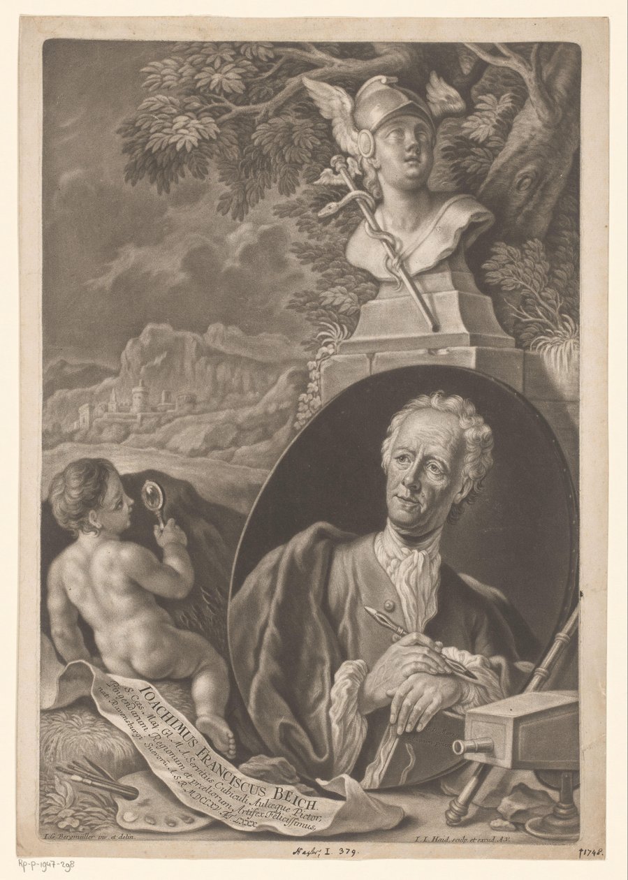 Portræt af Joachim Franz Beich i en alder af 80 af Johann Jacob Haid