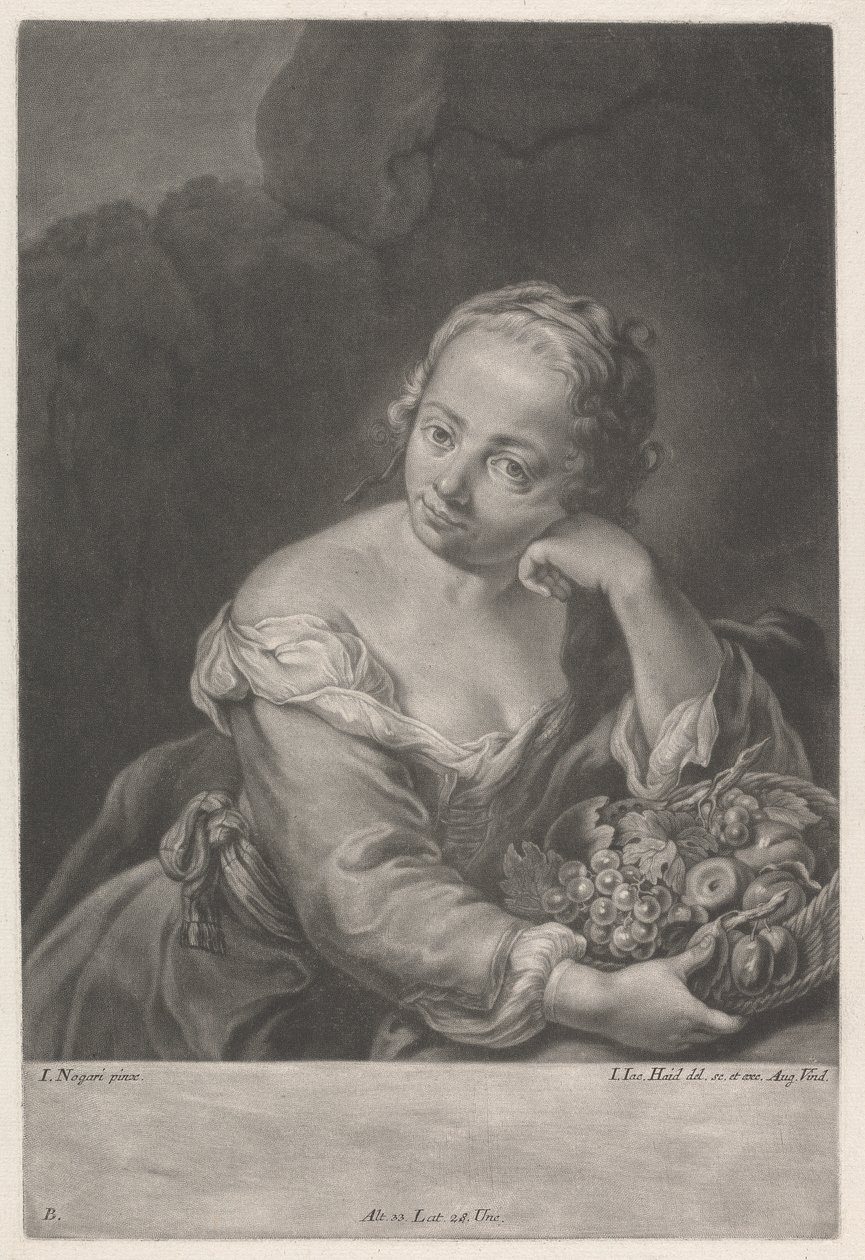 Kvinde med en kurv med frugt af Johann Jacobus Haid
