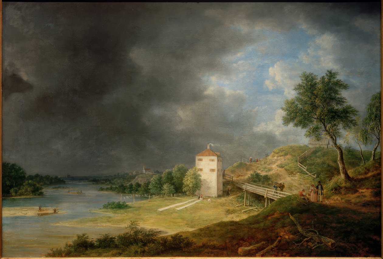 Isar landskab ved Brunnhaus Brunnthal af Johann Jakob Dorner der Jüngere