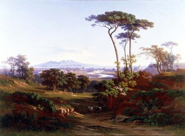 En udsigt over Rom (olie på lærred) af Johann Jakob Frey