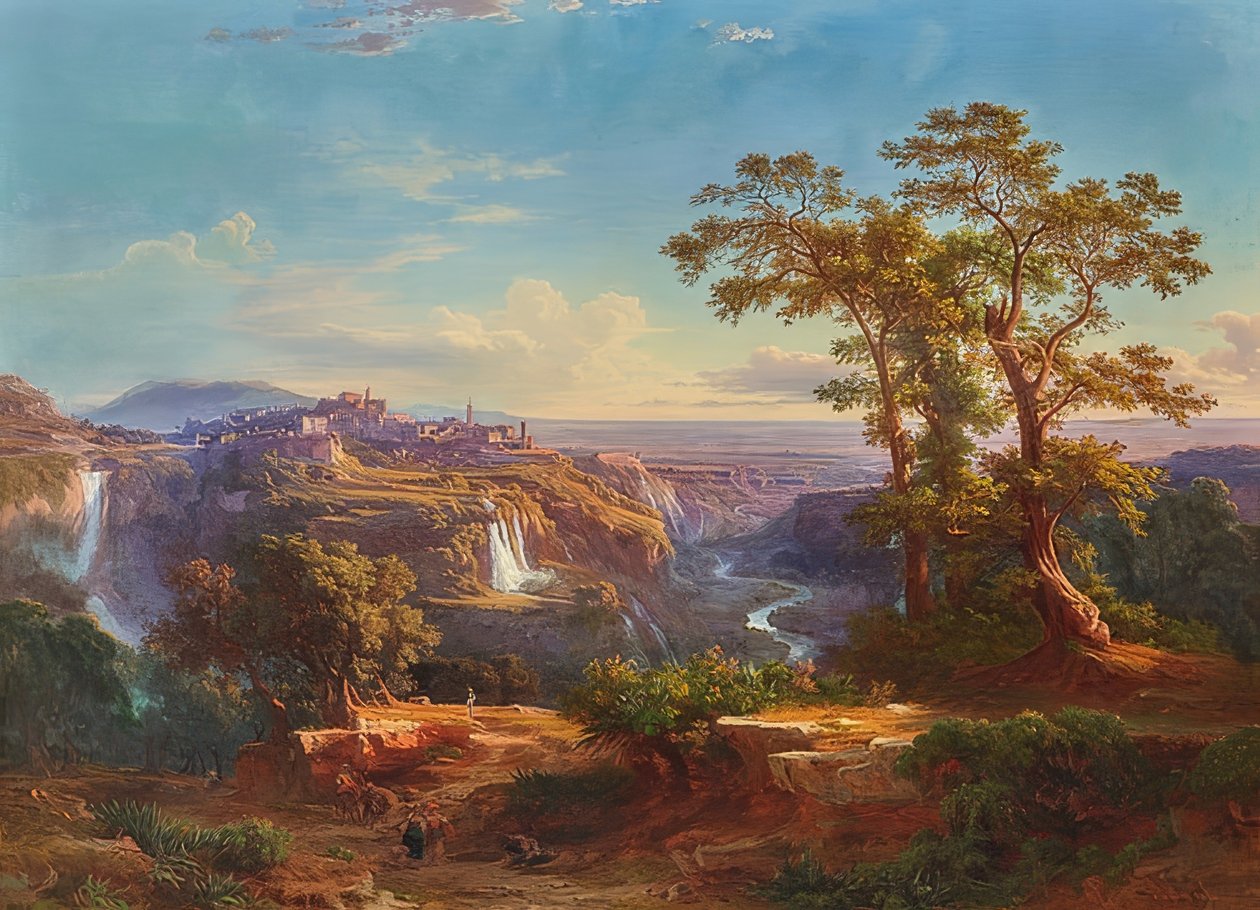 Udsigt over Tivoli og vandfaldene. 1860 af Johann Jakob Frey