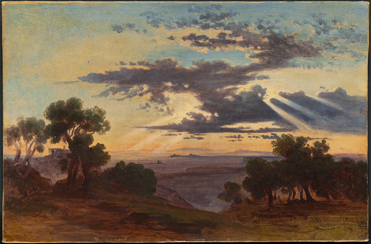 Solen bryder gennem skyerne over den romerske Campagna af Johann Jakob Frey