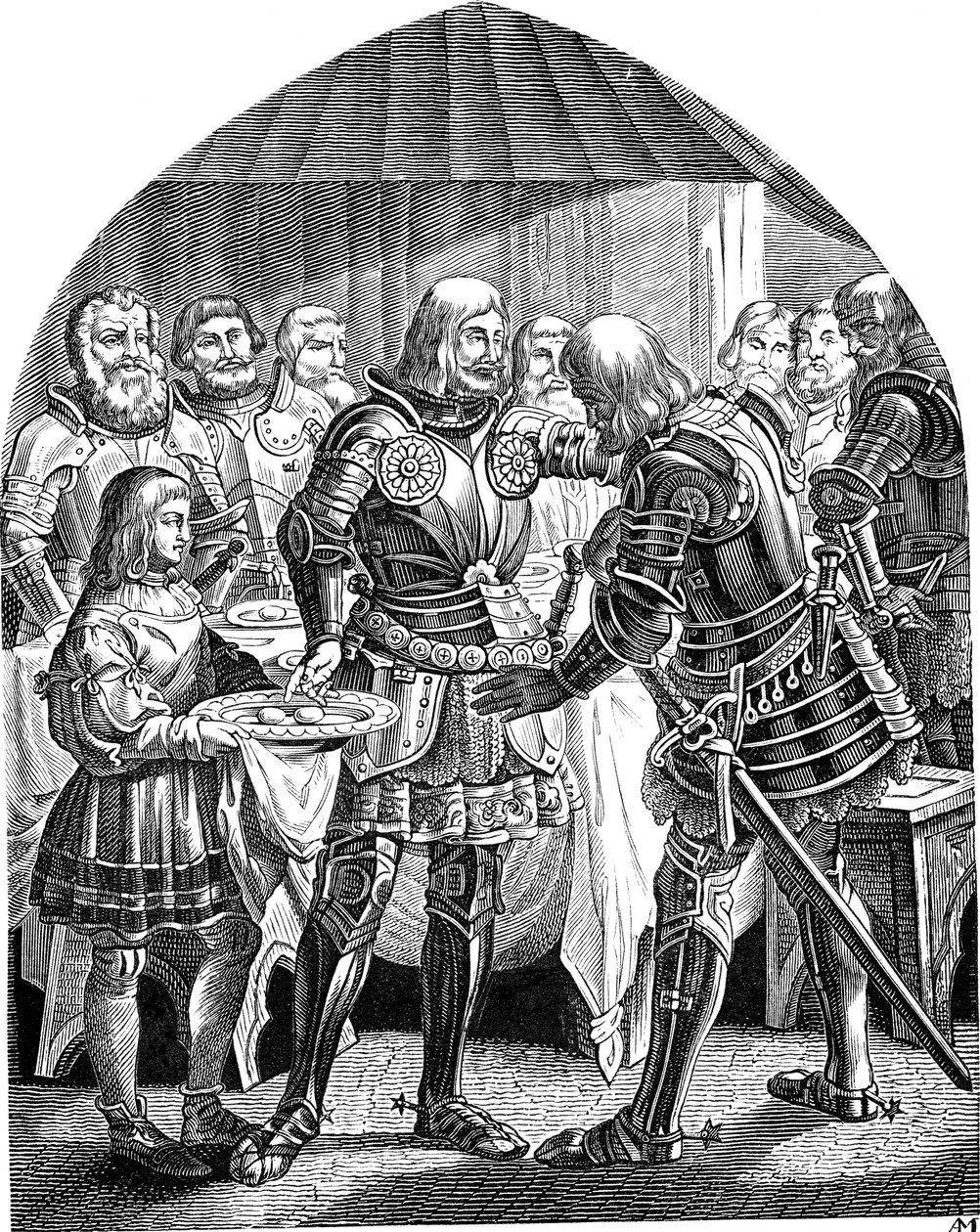 Et æg stykket hele vejen rundt, men to æg til den galante Schweppermann Fra det tyske folks historie af E. Duller, 1840 af Johann Jakob Kirchhoff