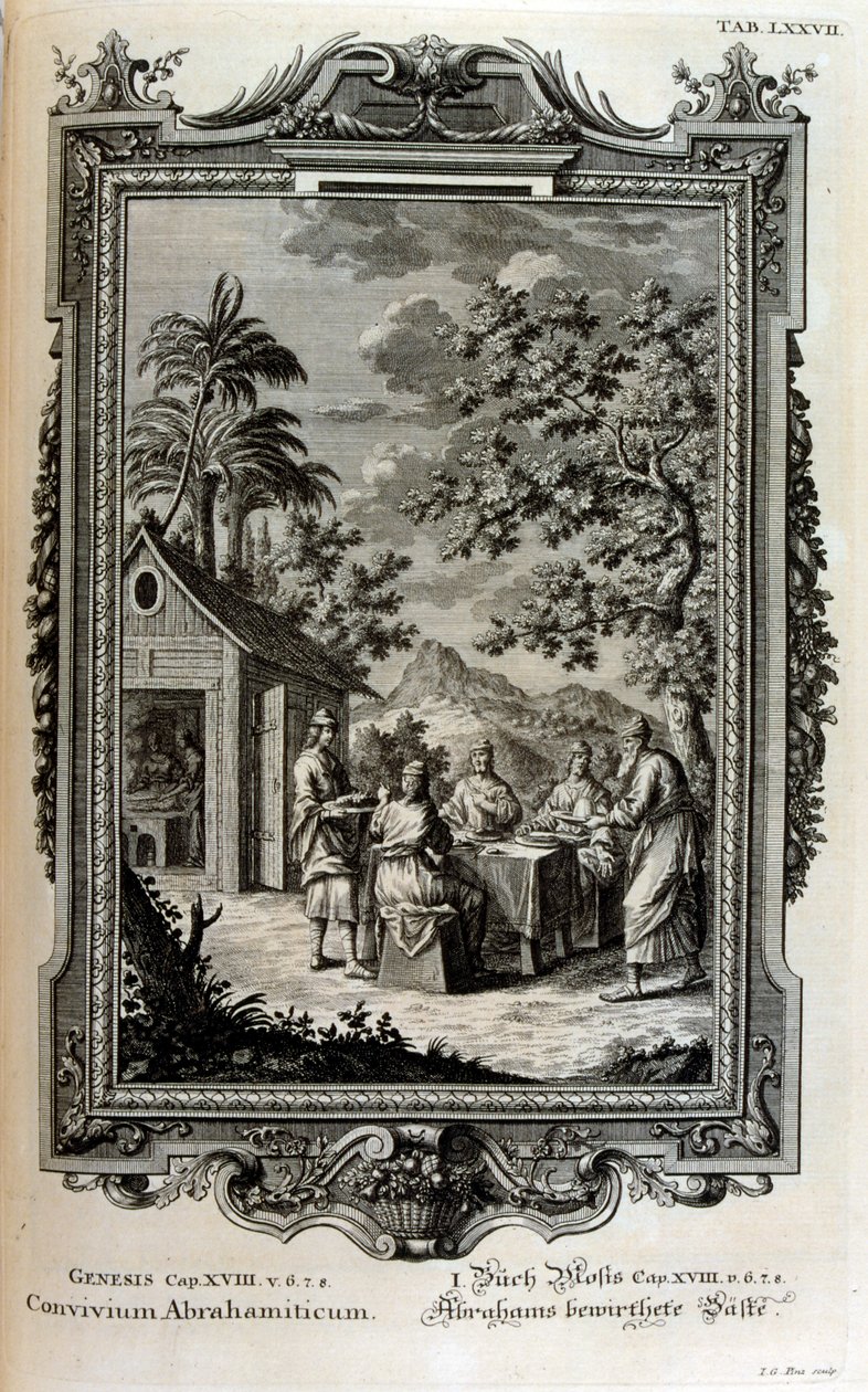 Abraham besøgt af engle af Johann Jakob Scheuchzer