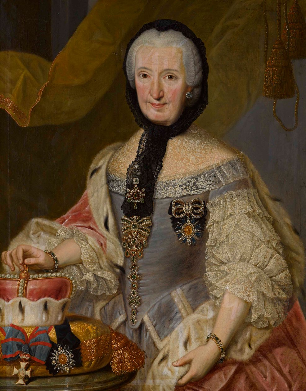 Francoise Christine de Palatinat Soulzbach - Francisca Christina af Pfalz-Sulzbach (1696-1776) Prinsesse-abbedisse af Essen og Thorn - Johann Jakob Schmitz (1724-1810). Olie på lærred Mål: 89x71 cm Privat samling af Johann Jakob Schmitz
