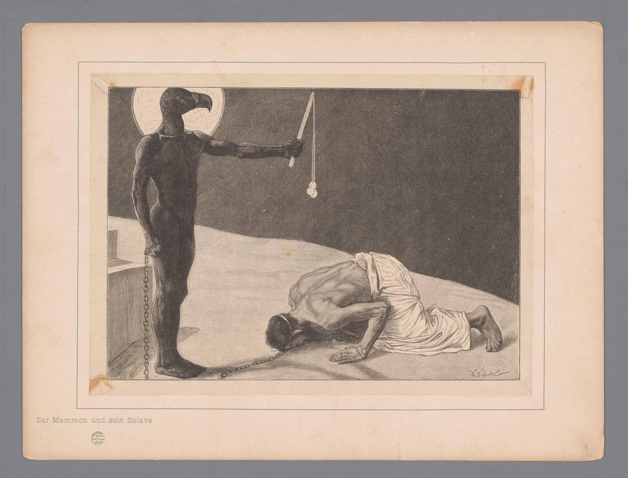 Tilbedelse af Mammon Der Mammon und sein Sklave (titel på objekt) Syv mystiske repræsentationer (serietitel) af Johann Jakob Weber