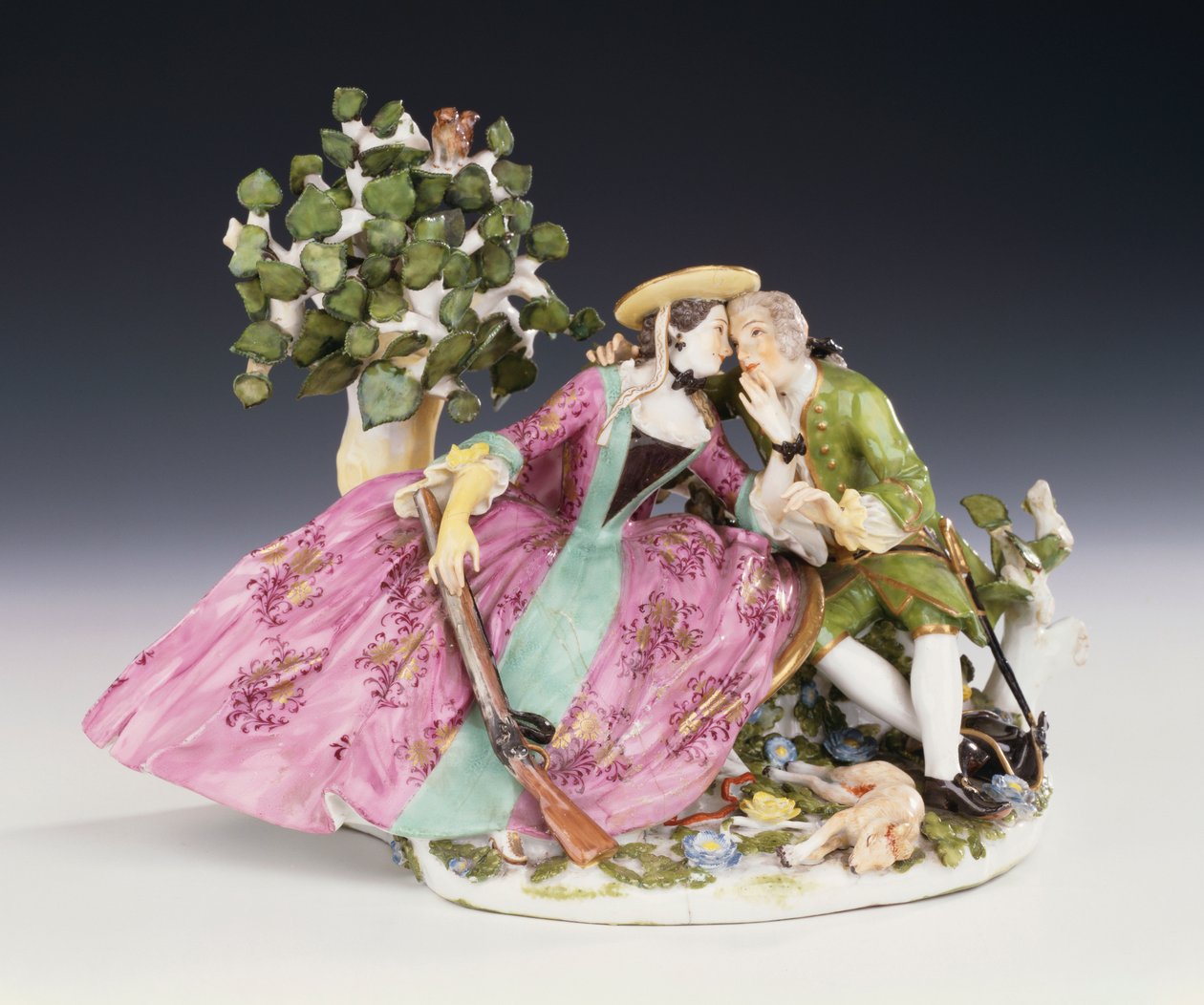 En Meissen crinoline gruppe af resten under sagen, ca. 1745 (porcelæn) af Johann Joachim Kaendler