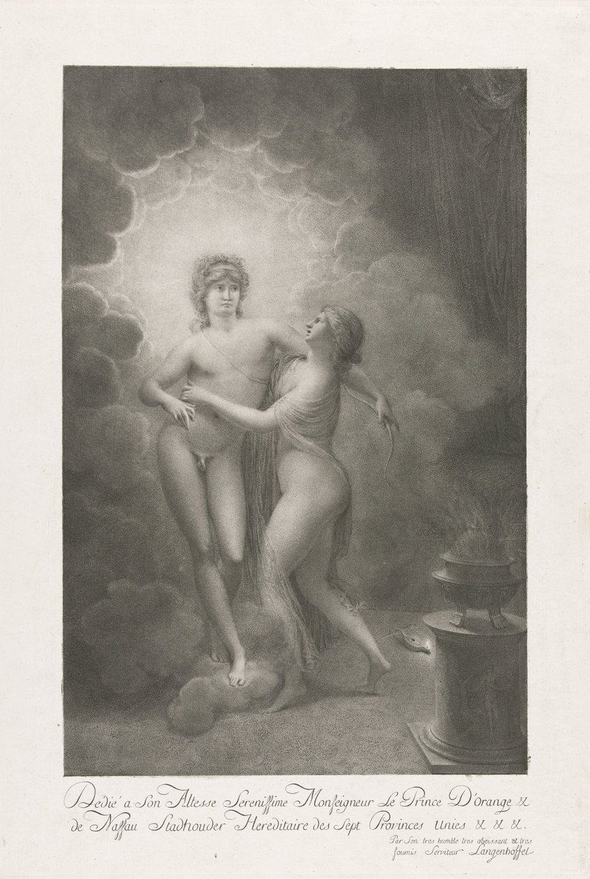 Allegori om ægteskabet mellem Vilhelm V og Wilhelmina af Preussen, 1767 af Johann Joseph Friedrich Langenhöffel