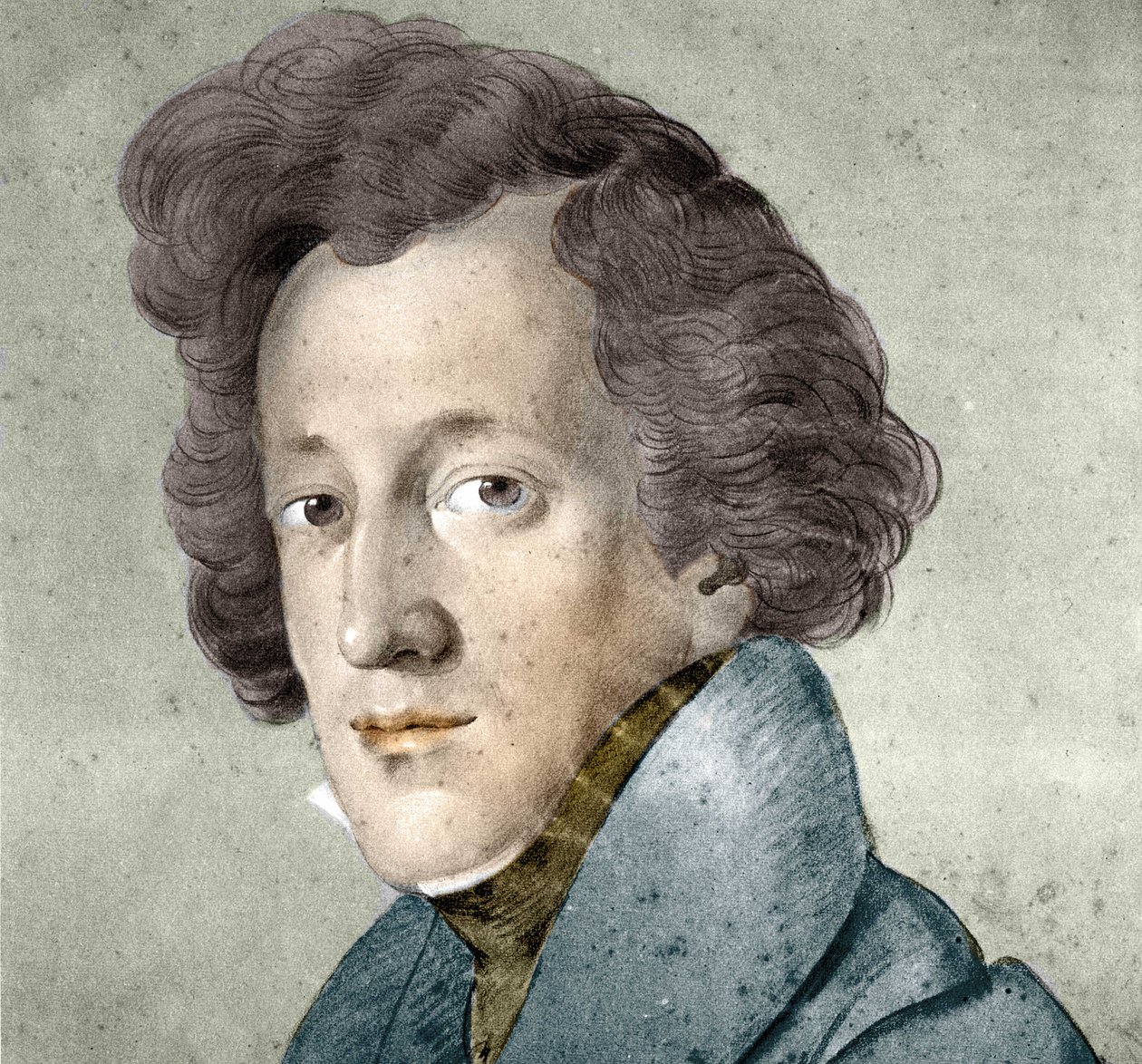 Portræt af Felix Mendelssohn Bartholdy (1809-1847), tysk komponist og dirigent. Illustration fra tegningen af Johann Joseph Schmeller. af Johann Joseph Schmeller