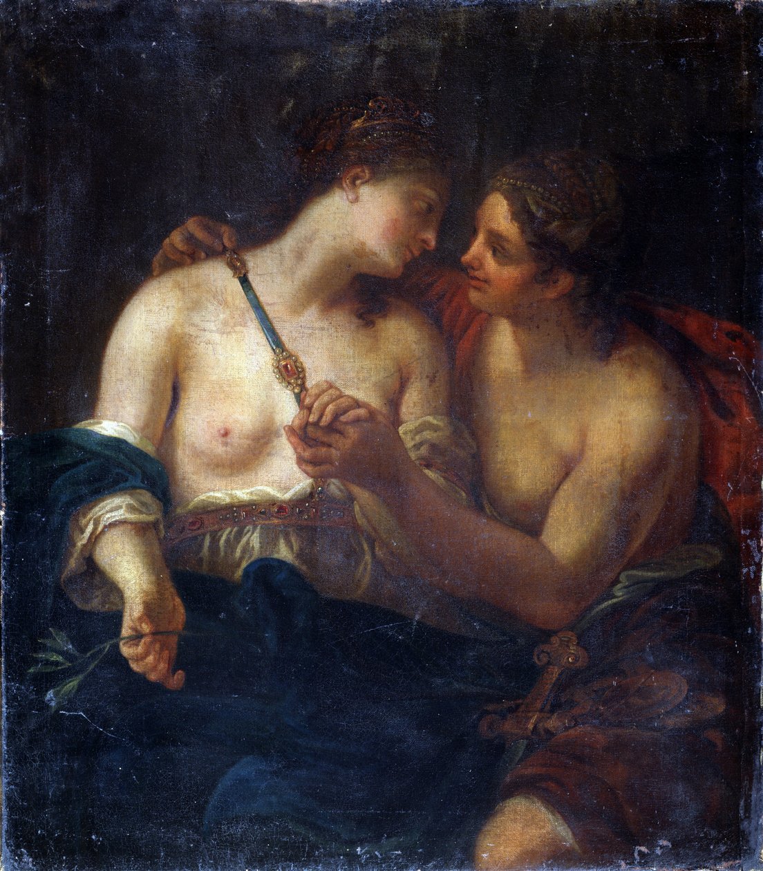 Allegori om fred. (Allegori om fred). Venskab mellem to kvinder. Maleri af Johann Karl Loth (1632-1698). Olie på lærred. Pushkin Museum of Fine Arts, Moskva af Johann Karl Loth