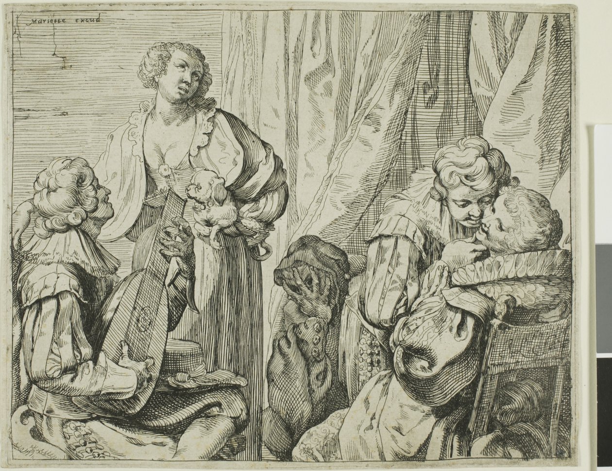 Interiør med to par elskere og en fjols af Johann Liss